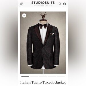 Italian Tucito Tuxedo Jacket & Maroon bowtie